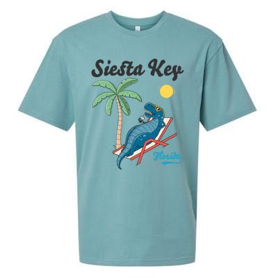 Siesta Key Gift Florida Beach Dinosaur Family Vacation Cute Gift Sueded Cloud Jersey T-Shirt