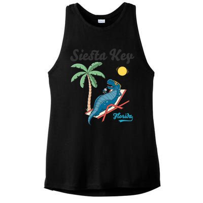 Siesta Key Gift Florida Beach Dinosaur Family Vacation Funny Gift Ladies PosiCharge Tri-Blend Wicking Tank