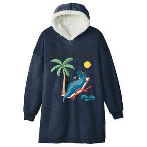 Siesta Key Gift Florida Beach Dinosaur Family Vacation Funny Gift Hooded Wearable Blanket