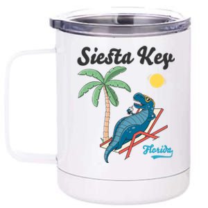 Siesta Key Gift Florida Beach Dinosaur Family Vacation Funny Gift 12 oz Stainless Steel Tumbler Cup