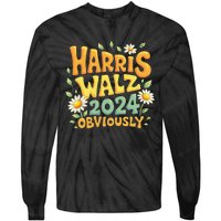 Support Kamala Harris Walz 2024 Obviously Kamala Harris 2024 Tie-Dye Long Sleeve Shirt