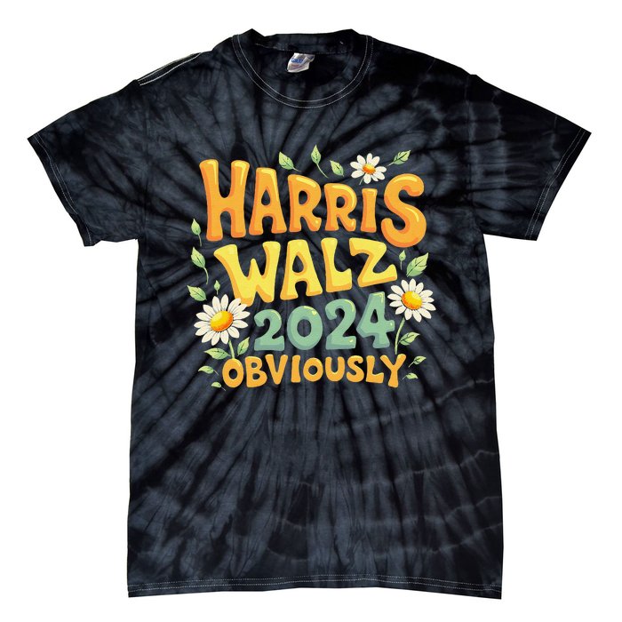 Support Kamala Harris Walz 2024 Obviously Kamala Harris 2024 Tie-Dye T-Shirt