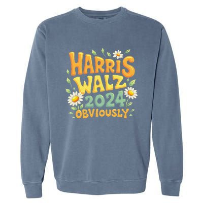 Support Kamala Harris Walz 2024 Obviously Kamala Harris 2024 Garment-Dyed Sweatshirt