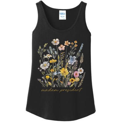 Subtle Kamala Harris Madam President Flower Feminist Feminis Ladies Essential Tank