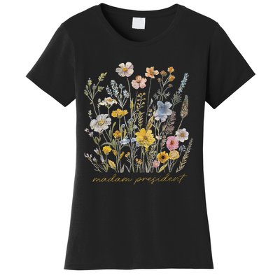 Subtle Kamala Harris Madam President Flower Feminist Feminis Women's T-Shirt