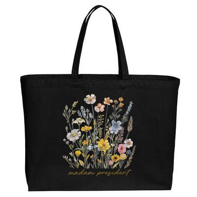 Subtle Kamala Harris Madam President Flower Feminist Feminis Cotton Canvas Jumbo Tote