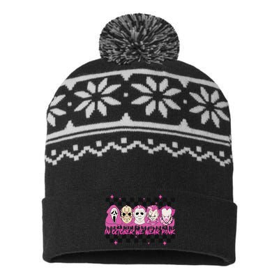 Serial Killer Horror Movies Breast Cancer Wear Pink In October USA-Made Snowflake Beanie