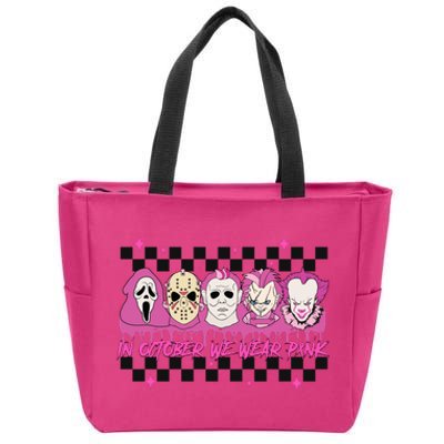 Serial Killer Horror Movies Breast Cancer Wear Pink In October Zip Tote Bag