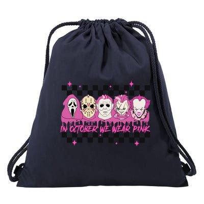 Serial Killer Horror Movies Breast Cancer Wear Pink In October Drawstring Bag