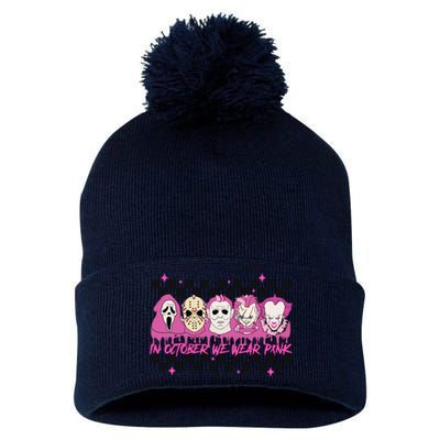 Serial Killer Horror Movies Breast Cancer Wear Pink In October Pom Pom 12in Knit Beanie