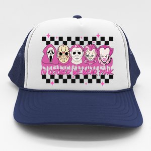 Serial Killer Horror Movies Breast Cancer Wear Pink In October Trucker Hat