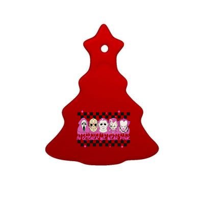 Serial Killer Horror Movies Breast Cancer Wear Pink In October Ceramic Tree Ornament