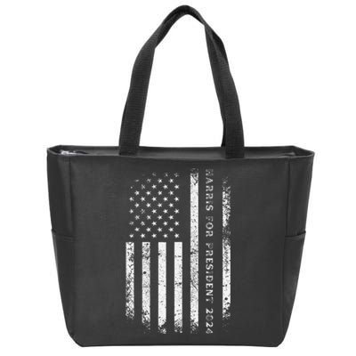 Support Kamala Harris For President 2024 Us Flag Zip Tote Bag