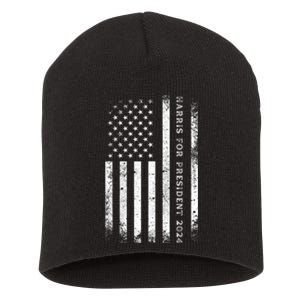 Support Kamala Harris For President 2024 Us Flag Short Acrylic Beanie