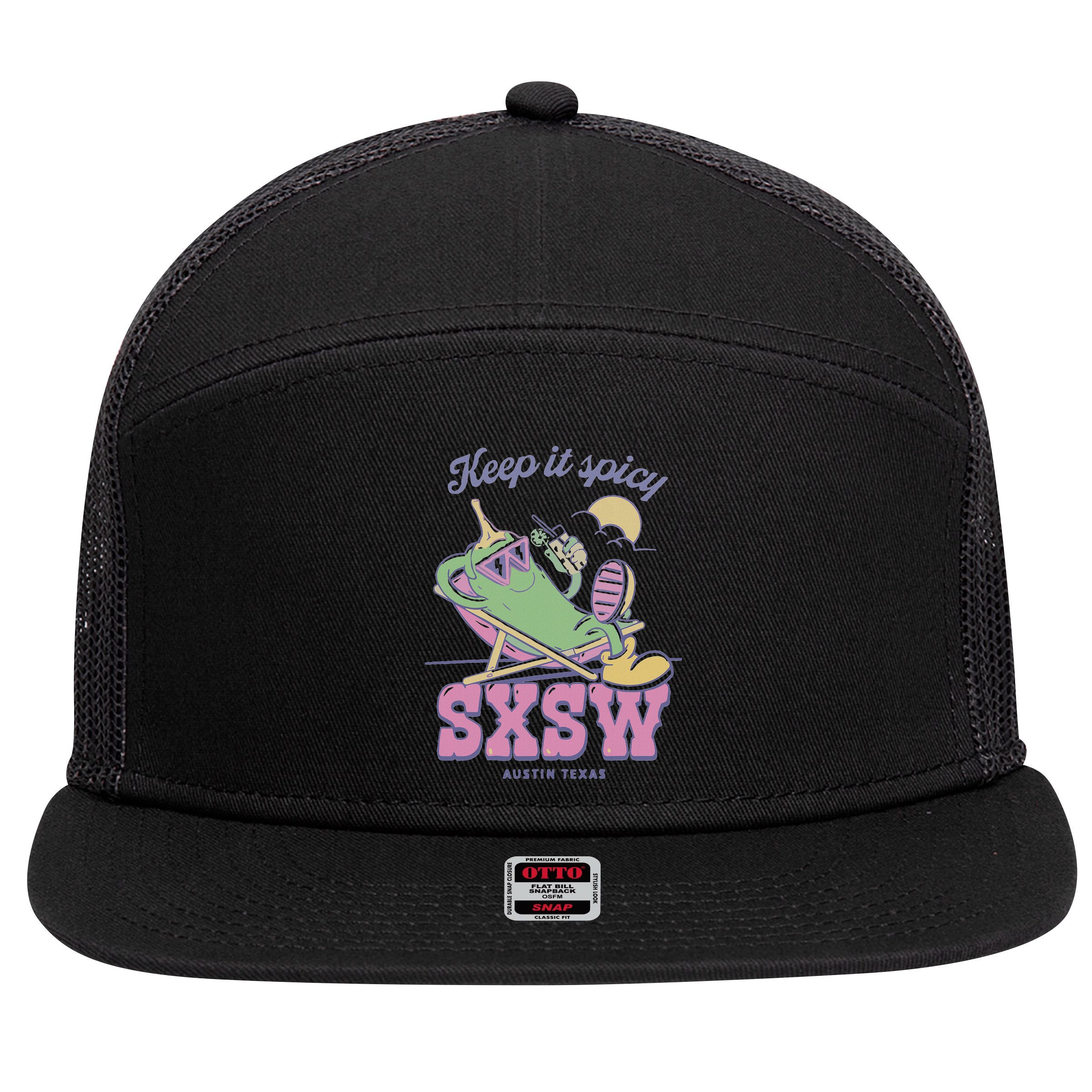 Sxsw Keep It Spicy Austin Texas 7 Panel Mesh Trucker Snapback Hat