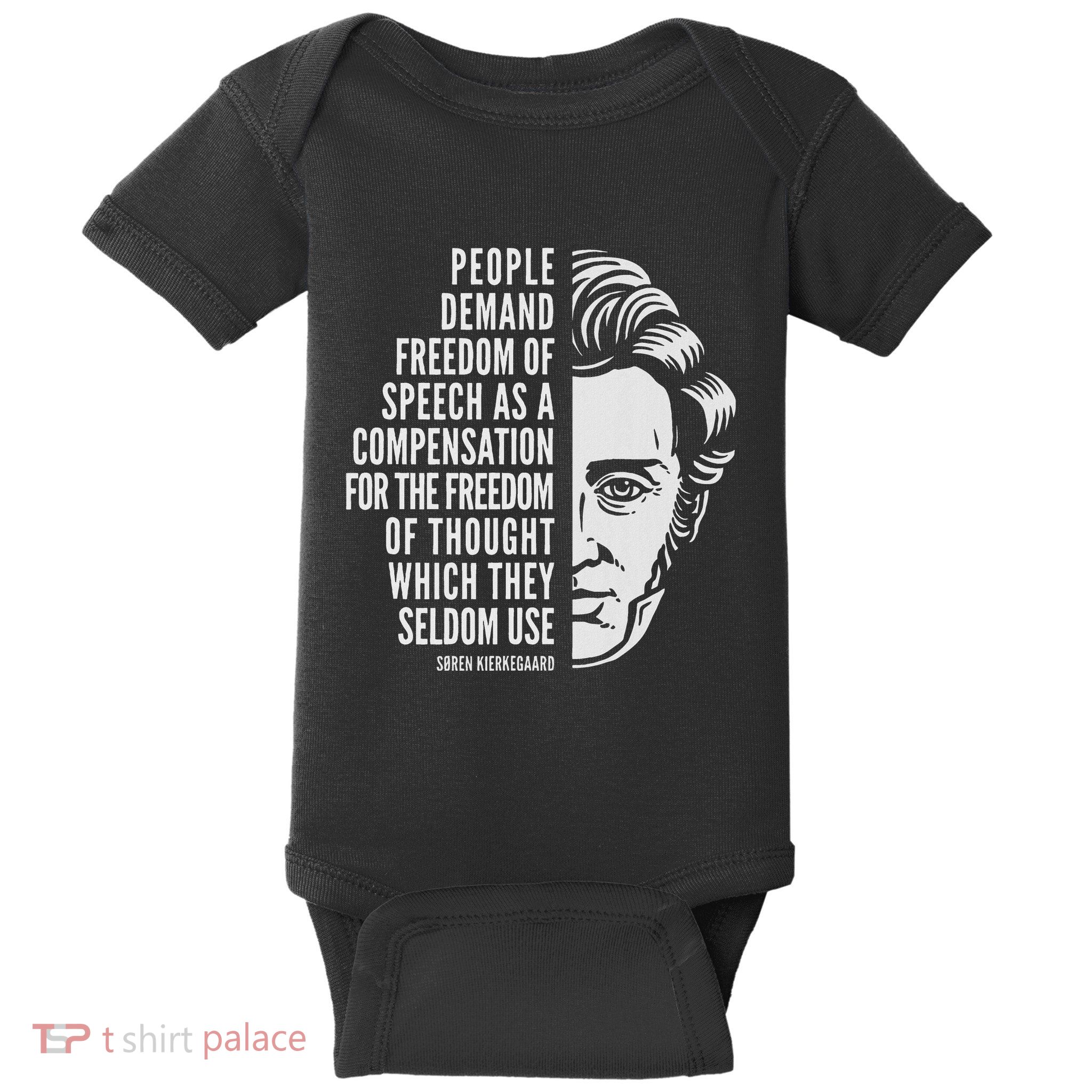 SøRen Kierkegaard Inspirational Quote Freedom Of Thought Baby Bodysuit