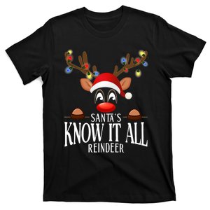 SantaS Know It All Reindeer Funny Xmas Matching Pjs T-Shirt