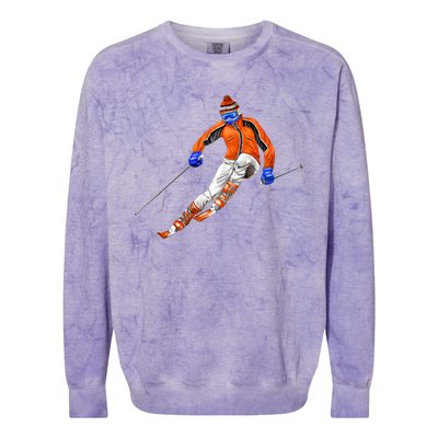 Skiing Downhill Colorblast Crewneck Sweatshirt