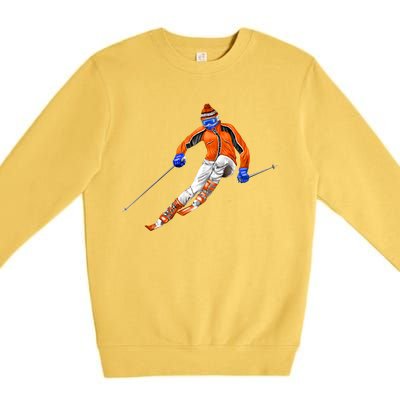 Skiing Downhill Premium Crewneck Sweatshirt