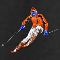 Skiing Downhill 7 Panel Mesh Trucker Snapback Hat