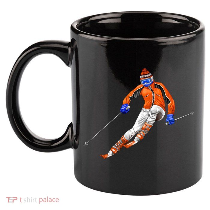 Skiing Downhill 11oz C Handle Ceramic Mug