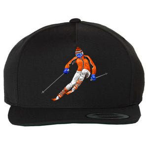 Skiing Downhill Wool Snapback Cap