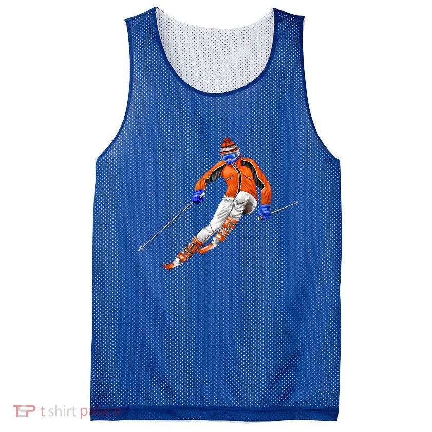 Skiing Downhill Mesh Reversible Basketball Jersey Tank