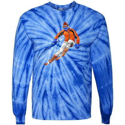 Skiing Downhill Tie-Dye Long Sleeve Shirt