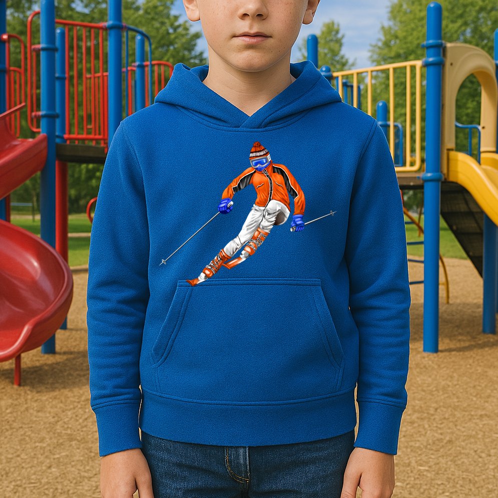 Skiing Downhill Kids Hoodie