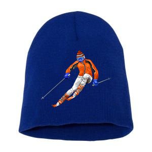 Skiing Downhill Short Acrylic Beanie