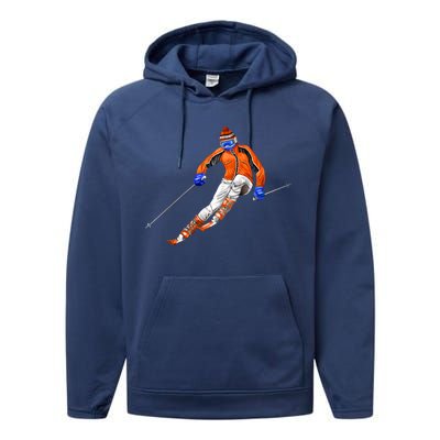 Skiing Downhill Performance Fleece Hoodie