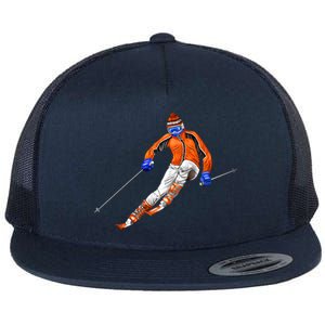 Skiing Downhill Flat Bill Trucker Hat