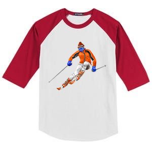 Skiing Downhill Kids Colorblock Raglan Jersey