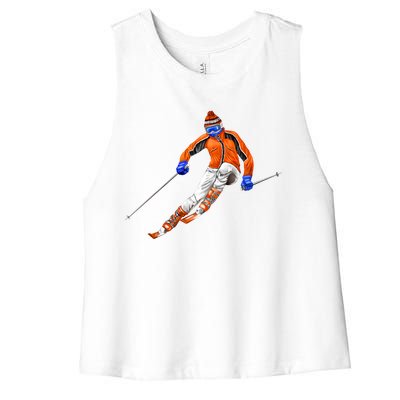 Skiing Downhill Women's Racerback Cropped Tank