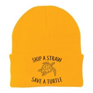 Skip a Straw Save a Turtle Knit Cap Winter Beanie