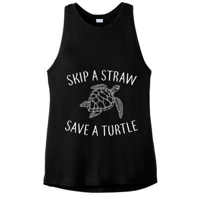 Skip a Straw Save a Turtle Ladies PosiCharge Tri-Blend Wicking Tank
