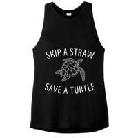 Skip a Straw Save a Turtle Ladies PosiCharge Tri-Blend Wicking Tank