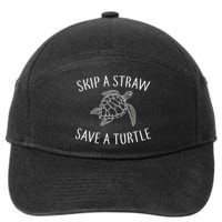Skip A Straw Save A Turtle 7-Panel Snapback Hat