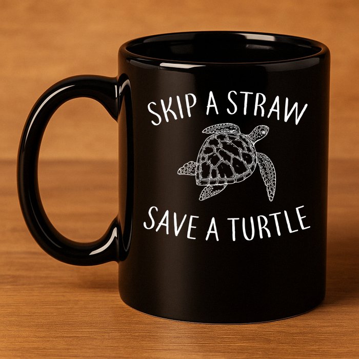 Skip A Straw Save A Turtle 11oz C Handle Ceramic Mug