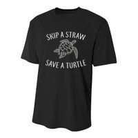 Skip A Straw Save A Turtle Youth Performance Sprint T-Shirt