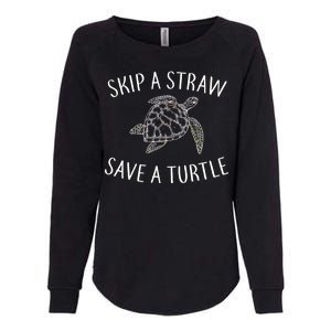 Skip a Straw Save a Turtle Womens California Wash Sweatshirt