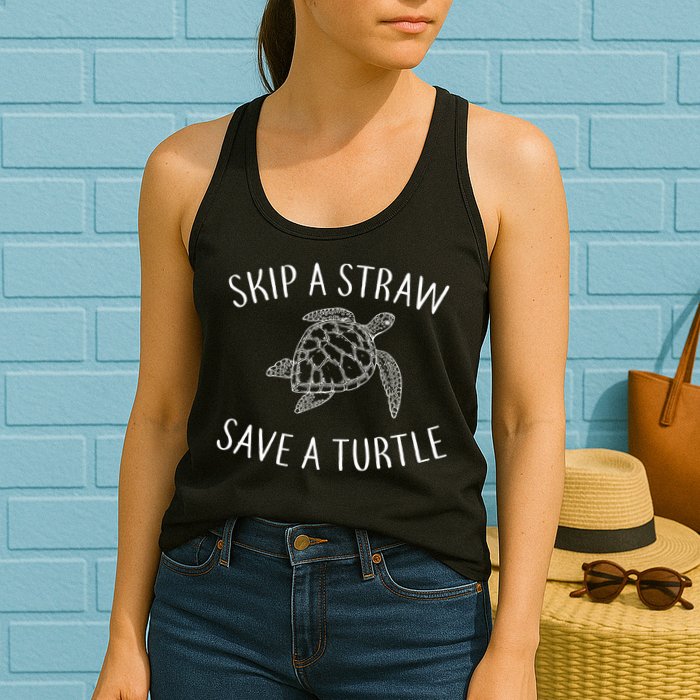 Skip A Straw Save A Turtle Womens Tank Top