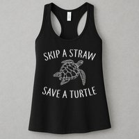 Skip A Straw Save A Turtle Womens Tank Top