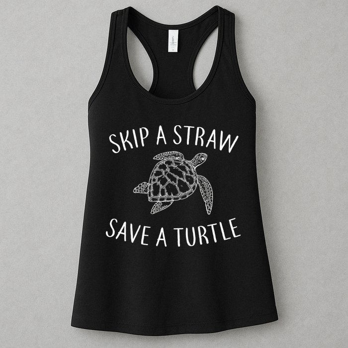 Skip A Straw Save A Turtle Womens Tank Top