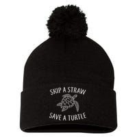 Skip A Straw Save A Turtle Pom Pom 12in Knit Beanie