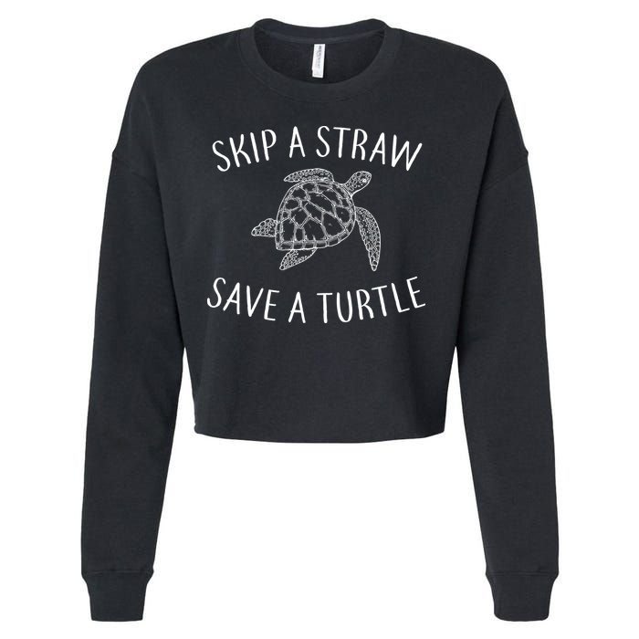 Skip a Straw Save a Turtle Cropped Pullover Crew
