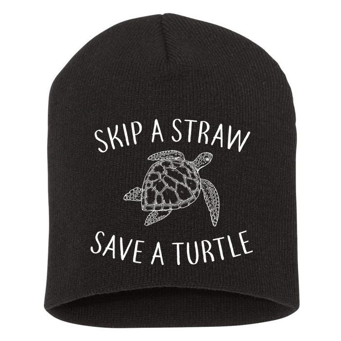 Skip A Straw Save A Turtle Short Acrylic Beanie
