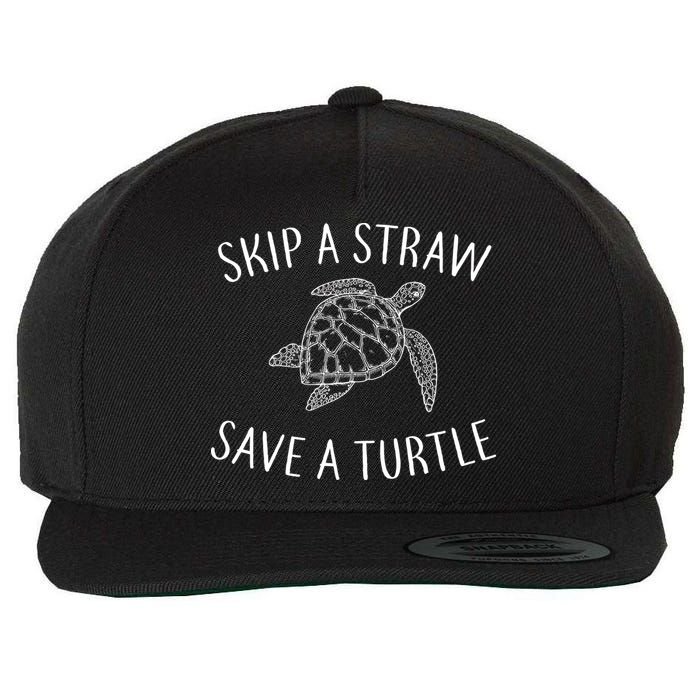Skip a Straw Save a Turtle Wool Snapback Cap