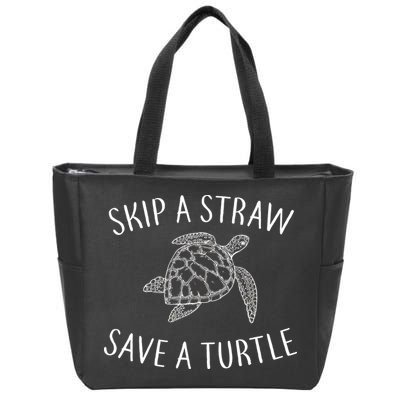 Skip A Straw Save A Turtle Zip Tote Bag