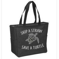 Skip A Straw Save A Turtle Zip Tote Bag
